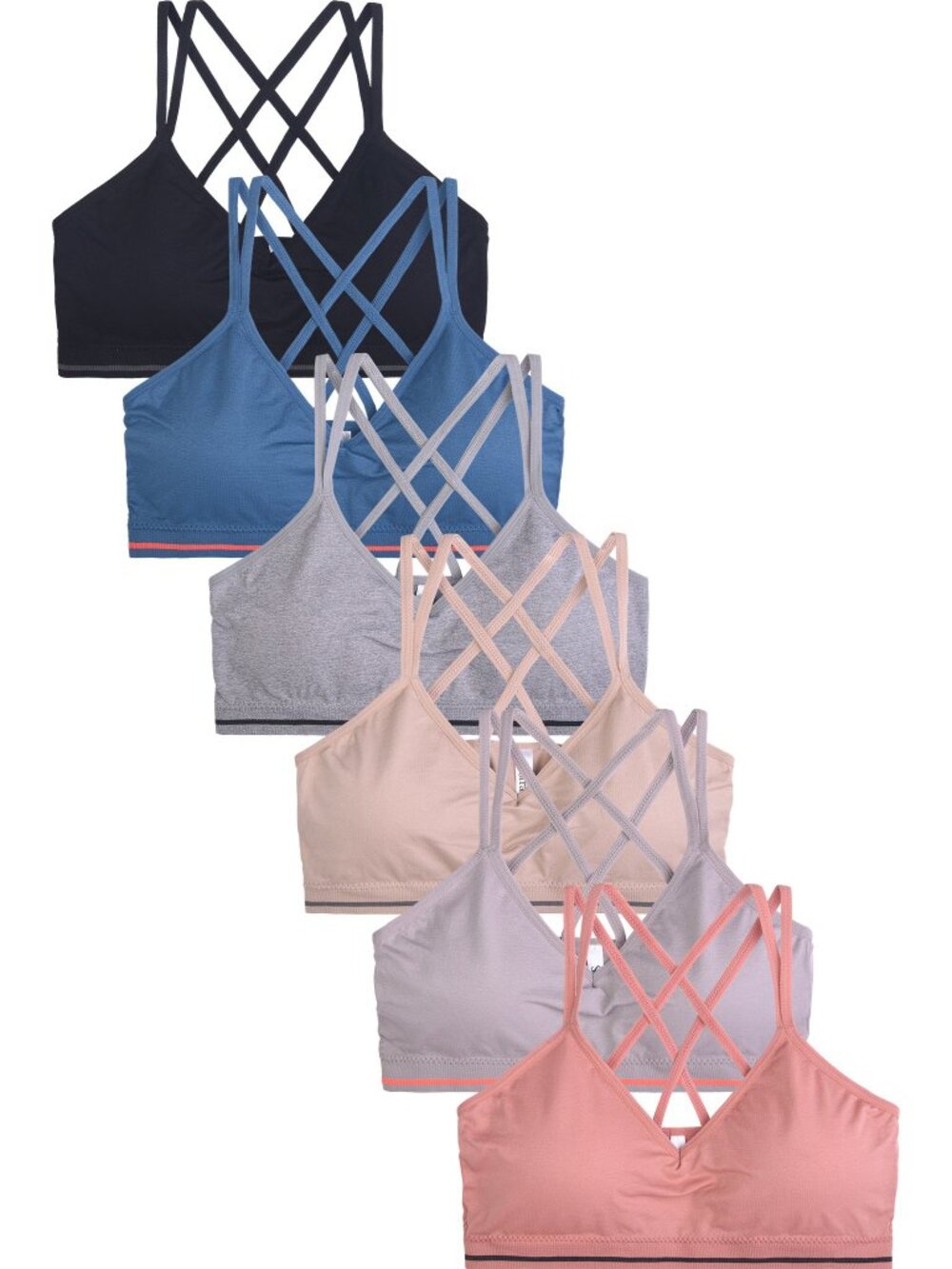 $10 SALE PACK OF 6 Women's Seamless Racerback Removable Sports Bras (BR0239SP1)